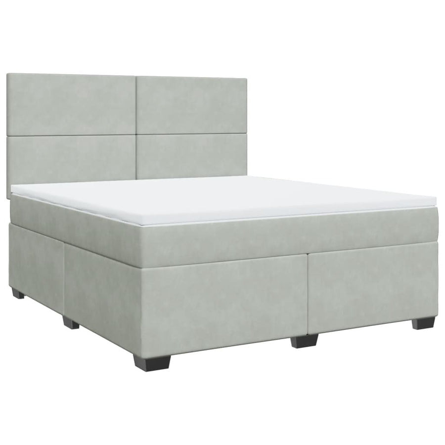 Boxspring met matras fluweel lichtgrijs 180x200 cm