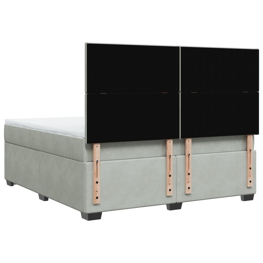 Boxspring met matras fluweel lichtgrijs 180x200 cm