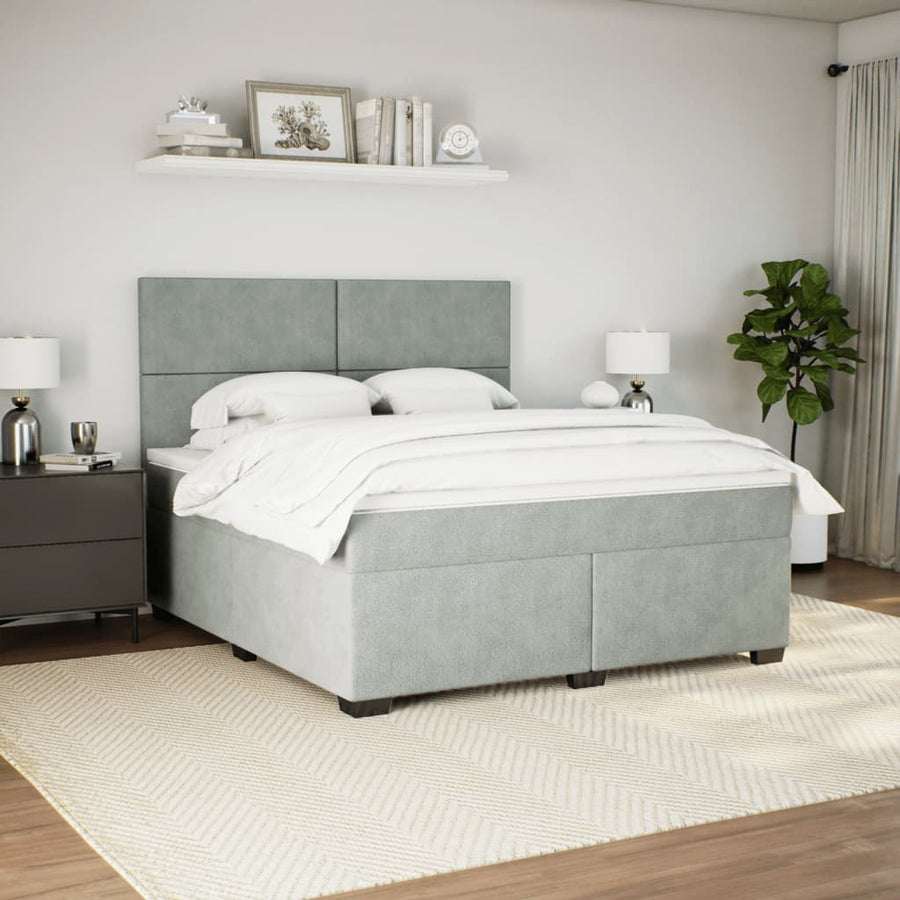Boxspring met matras fluweel lichtgrijs 180x200 cm