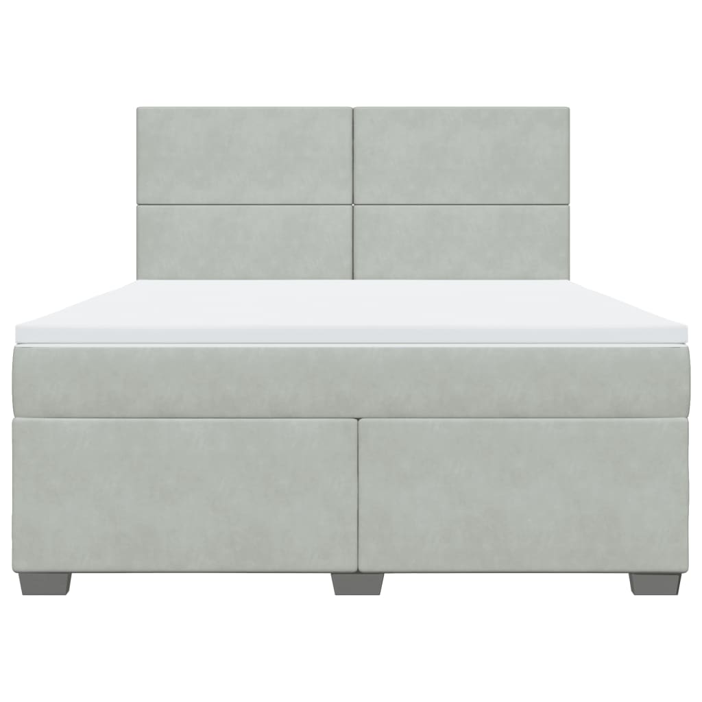 Boxspring met matras fluweel lichtgrijs 180x200 cm