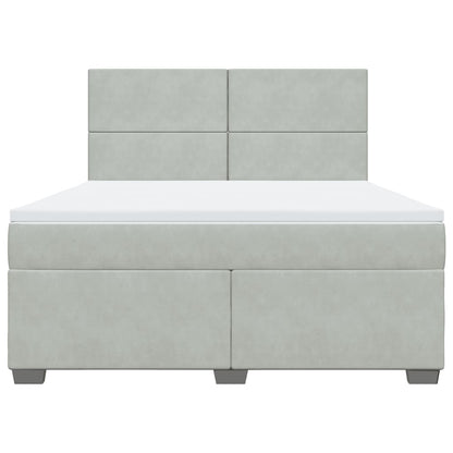 Boxspring met matras fluweel lichtgrijs 180x200 cm