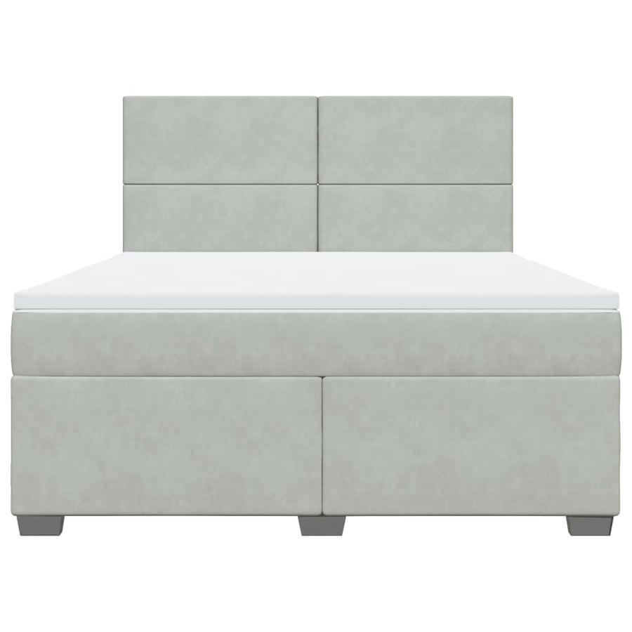 Boxspring met matras fluweel lichtgrijs 180x200 cm