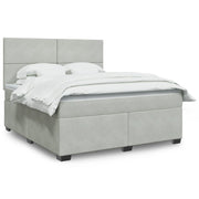 Boxspring met matras 180x200 cm lichtgrijs fluweel