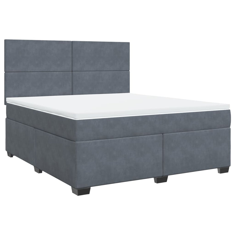 Boxspring met matras fluweel donkergrijs 180x200 cm