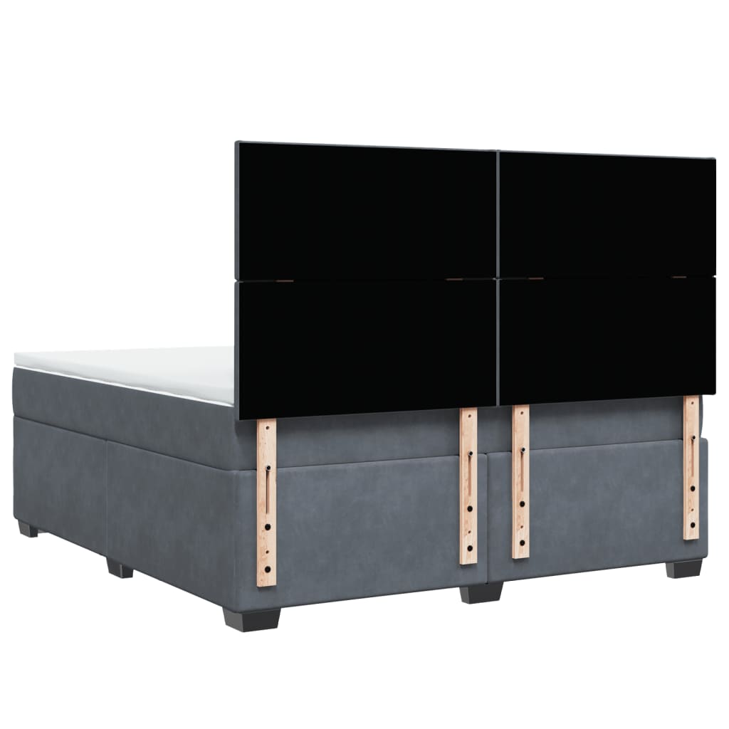 Boxspring met matras fluweel donkergrijs 180x200 cm