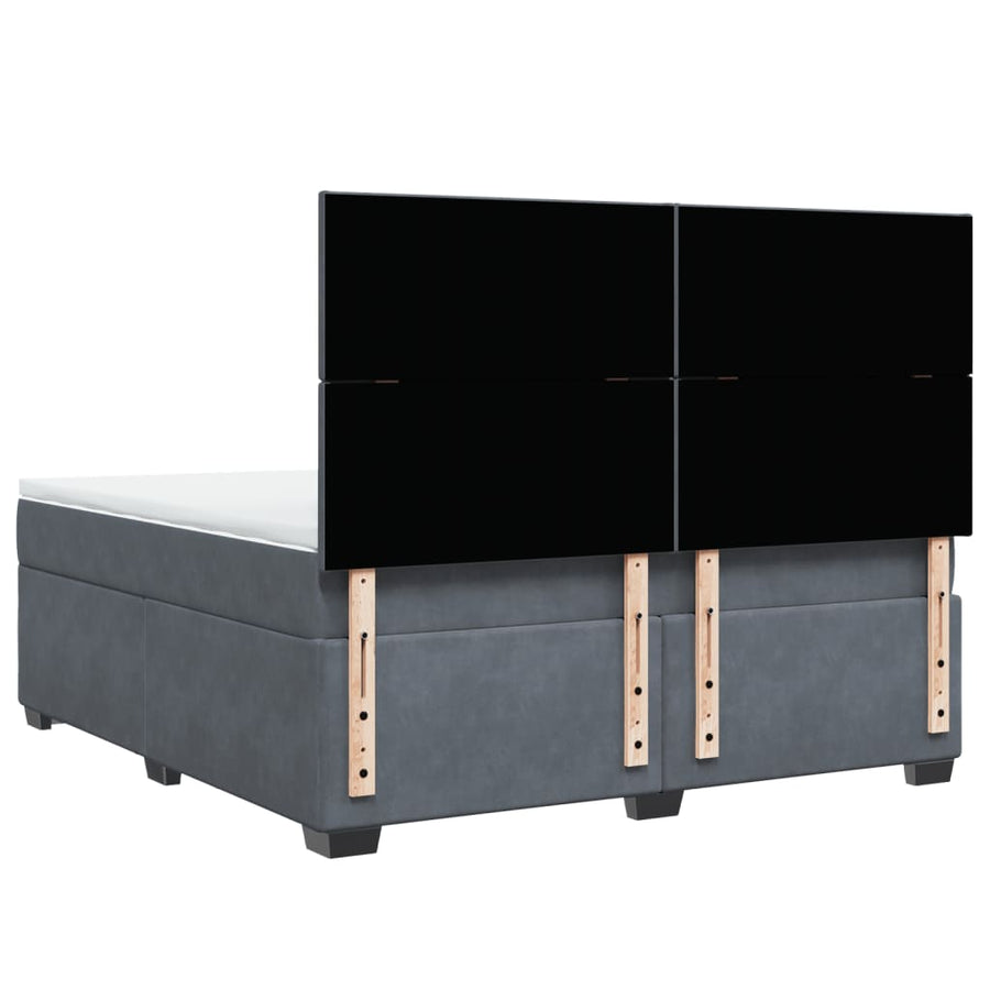 Boxspring met matras fluweel donkergrijs 180x200 cm