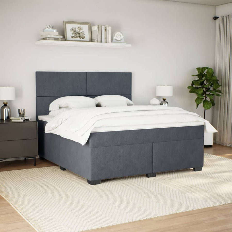 Boxspring met matras fluweel donkergrijs 180x200 cm