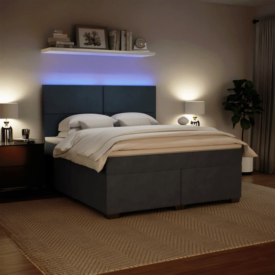 Boxspring met matras fluweel donkergrijs 180x200 cm