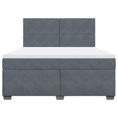 Boxspring met matras fluweel donkergrijs 180x200 cm