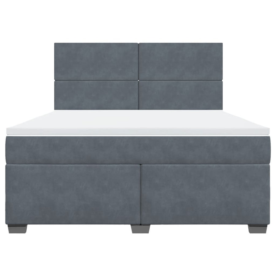 Boxspring met matras fluweel donkergrijs 180x200 cm