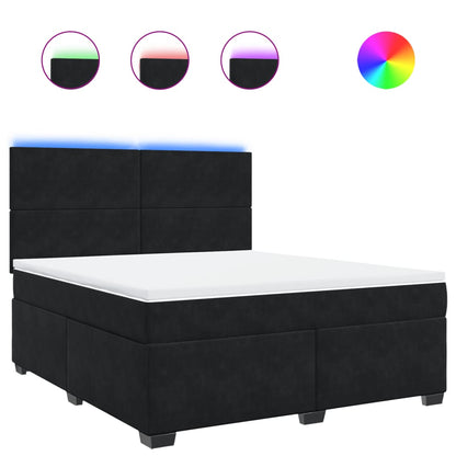 Boxspring met matras fluweel zwart 180x200 cm