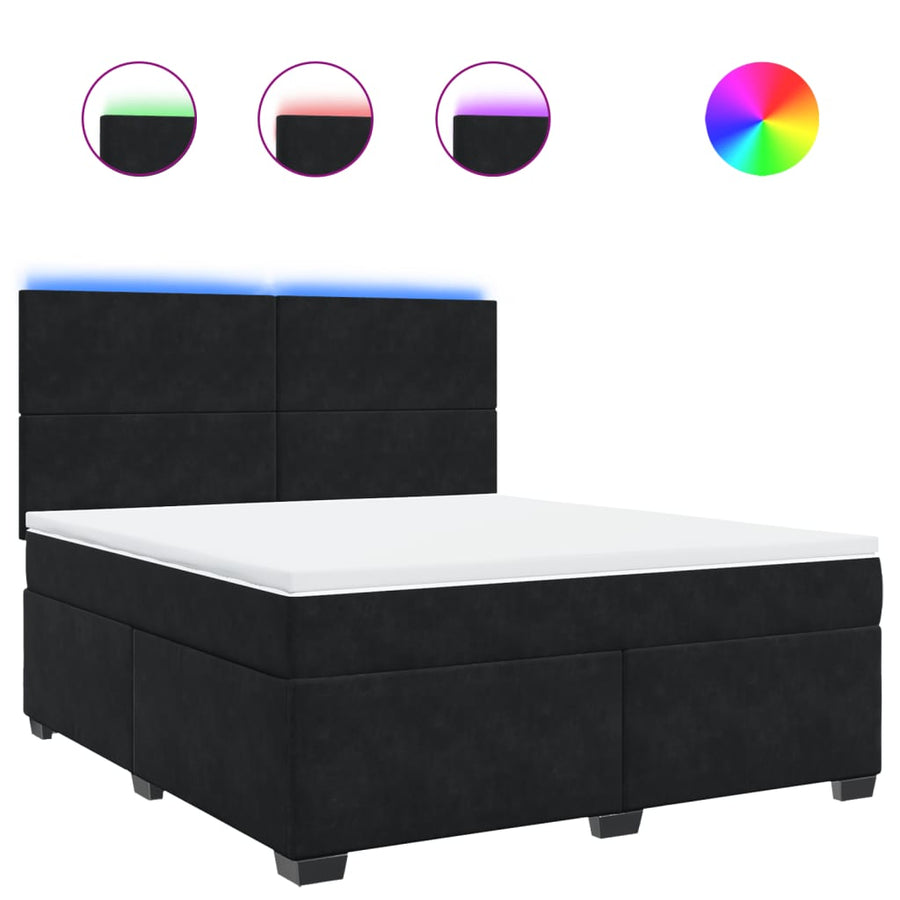 Boxspring met matras fluweel zwart 180x200 cm