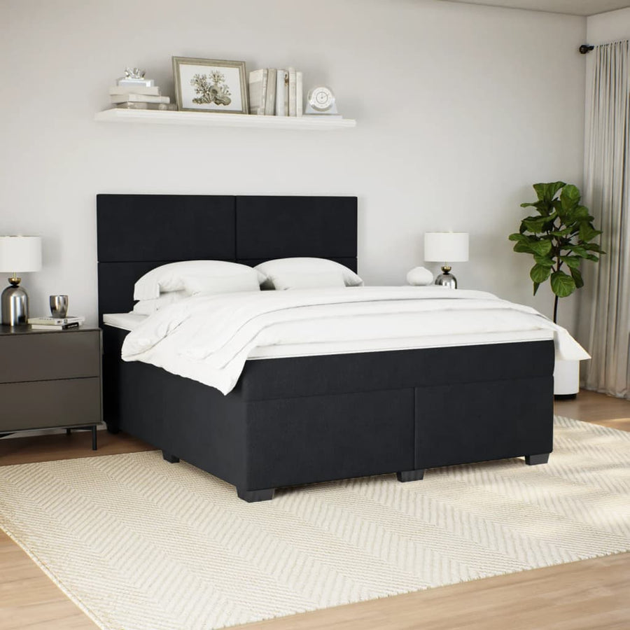 Boxspring met matras fluweel zwart 180x200 cm