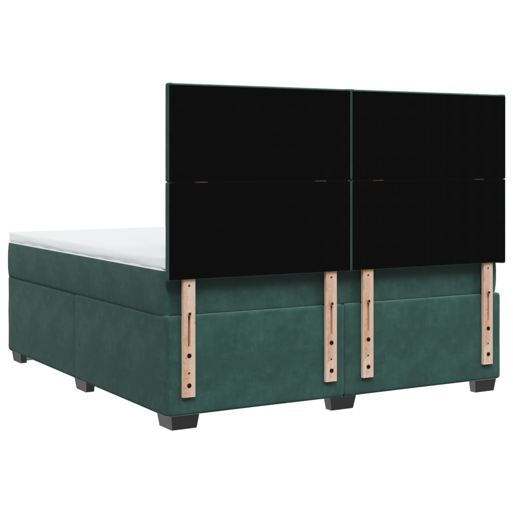 Boxspring met matras fluweel donkergroen 180x200 cm