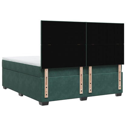 Boxspring met matras fluweel donkergroen 180x200 cm