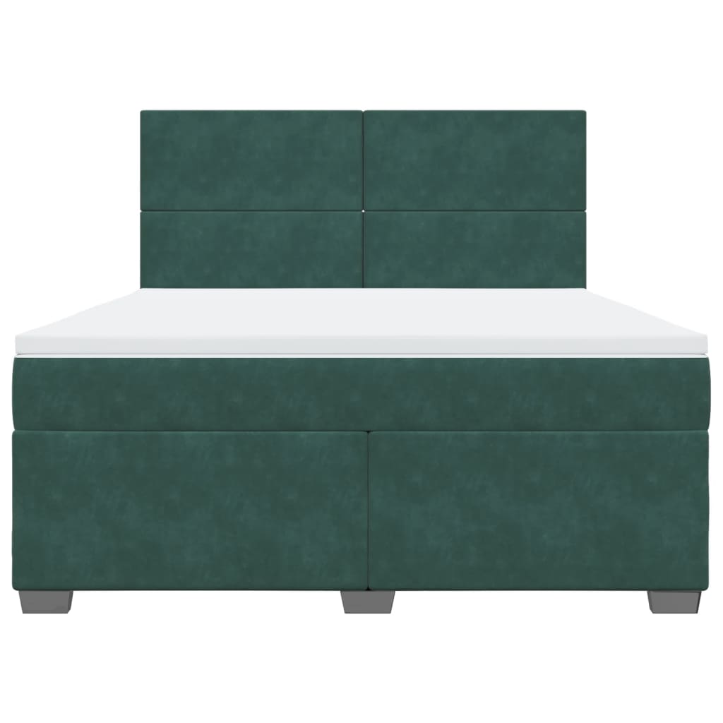 Boxspring met matras fluweel donkergroen 180x200 cm