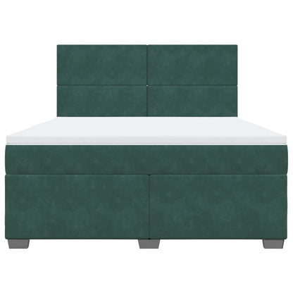 Boxspring met matras fluweel donkergroen 180x200 cm