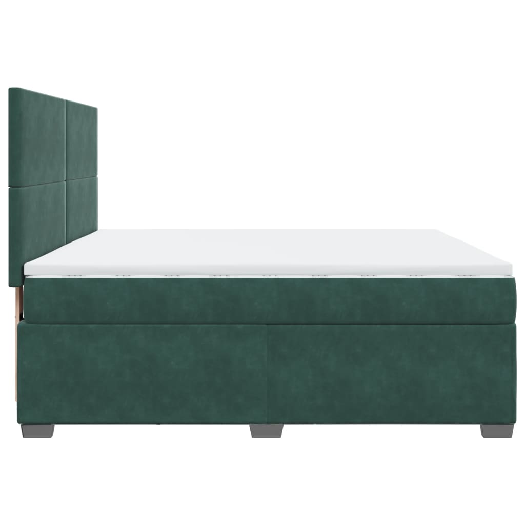 Boxspring met matras fluweel donkergroen 180x200 cm