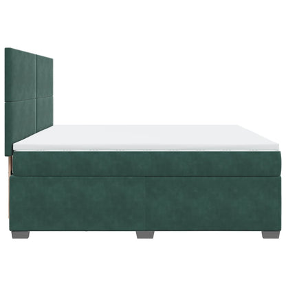 Boxspring met matras fluweel donkergroen 180x200 cm