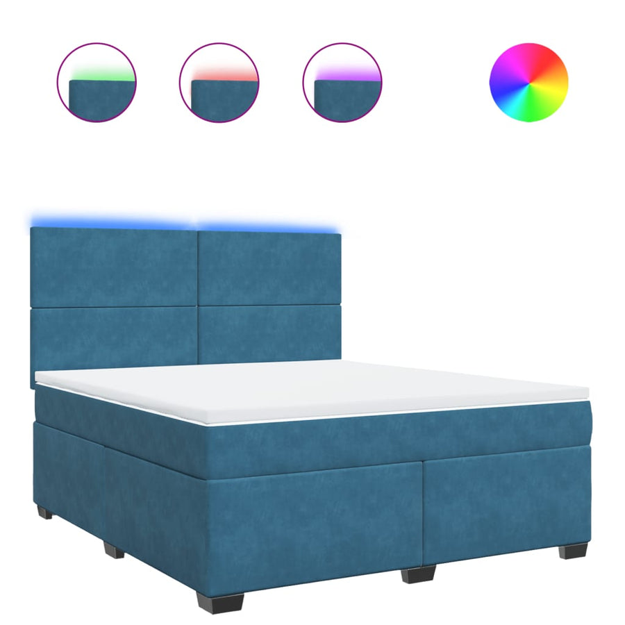 Boxspring met matras fluweel blauw 180x200 cm