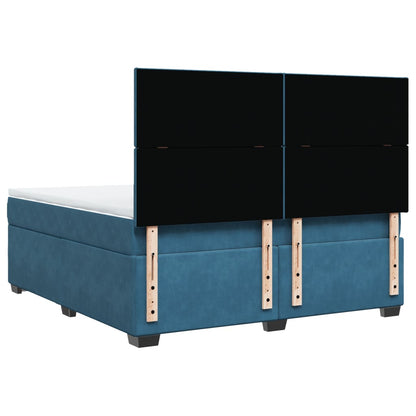 Boxspring met matras fluweel blauw 180x200 cm