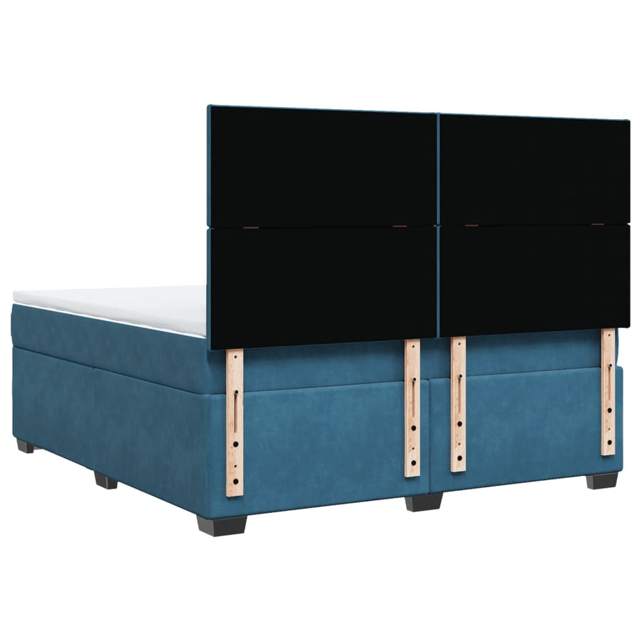 Boxspring met matras fluweel blauw 180x200 cm