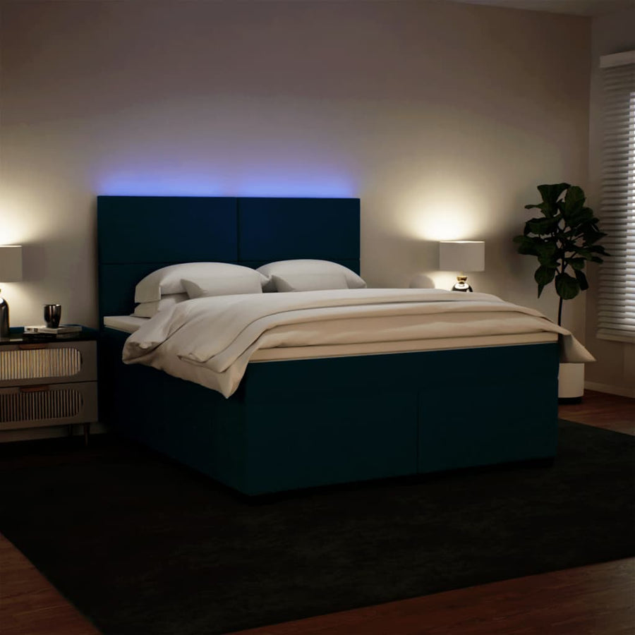 Boxspring met matras fluweel blauw 180x200 cm