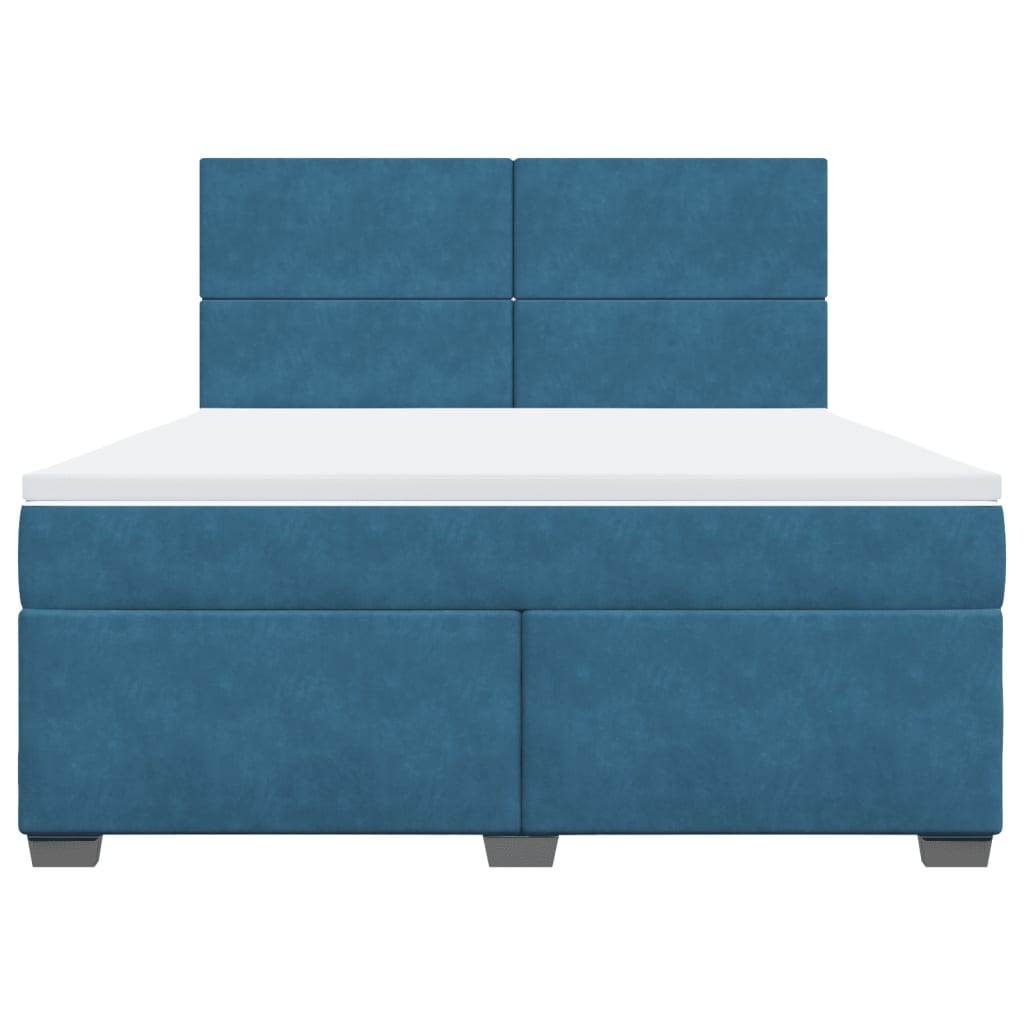 Boxspring met matras fluweel blauw 180x200 cm