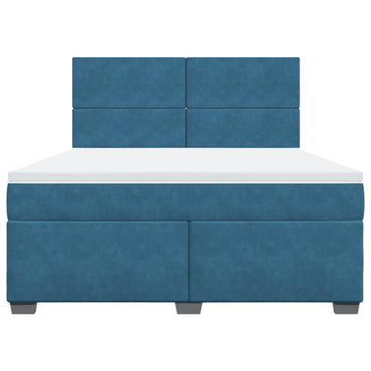 Boxspring met matras fluweel blauw 180x200 cm