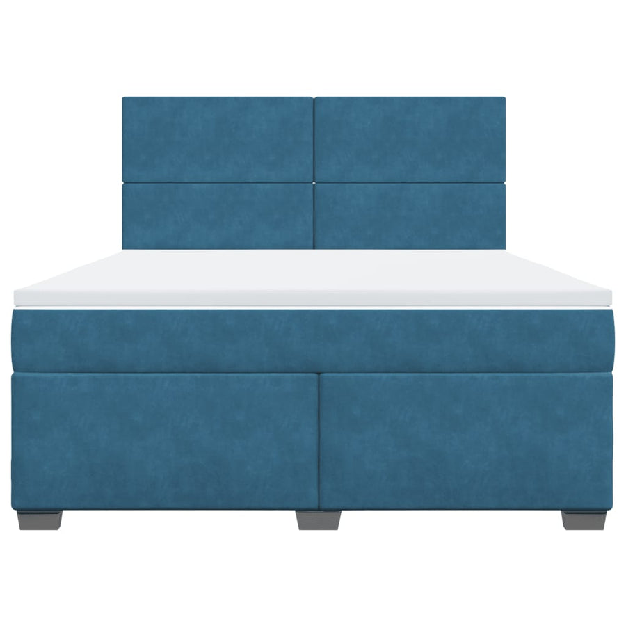 Boxspring met matras fluweel blauw 180x200 cm