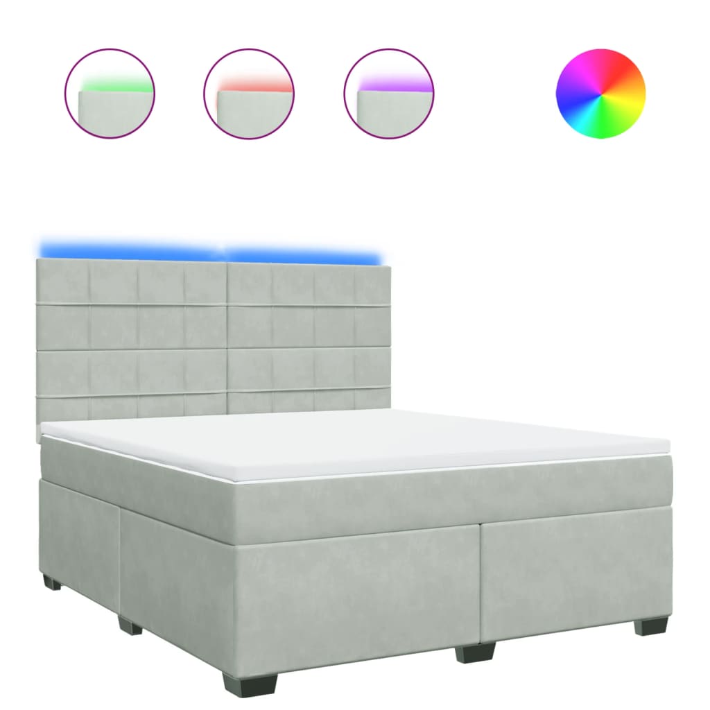 Boxspring met matras fluweel lichtgrijs 180x200 cm