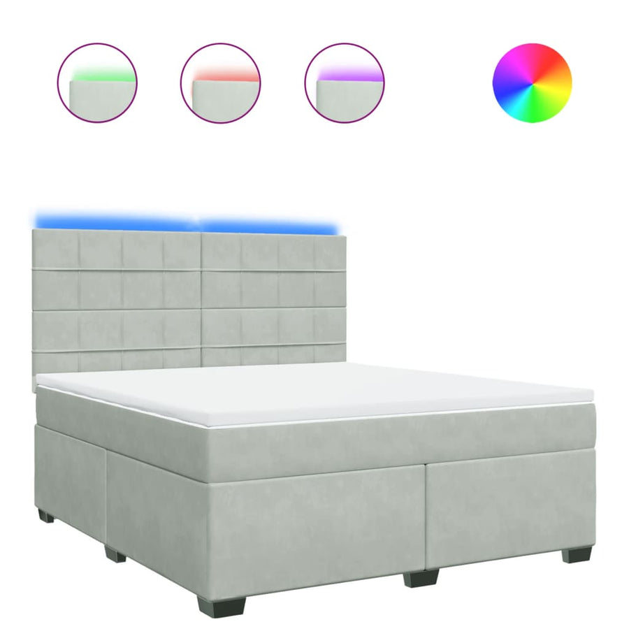 Boxspring met matras fluweel lichtgrijs 180x200 cm