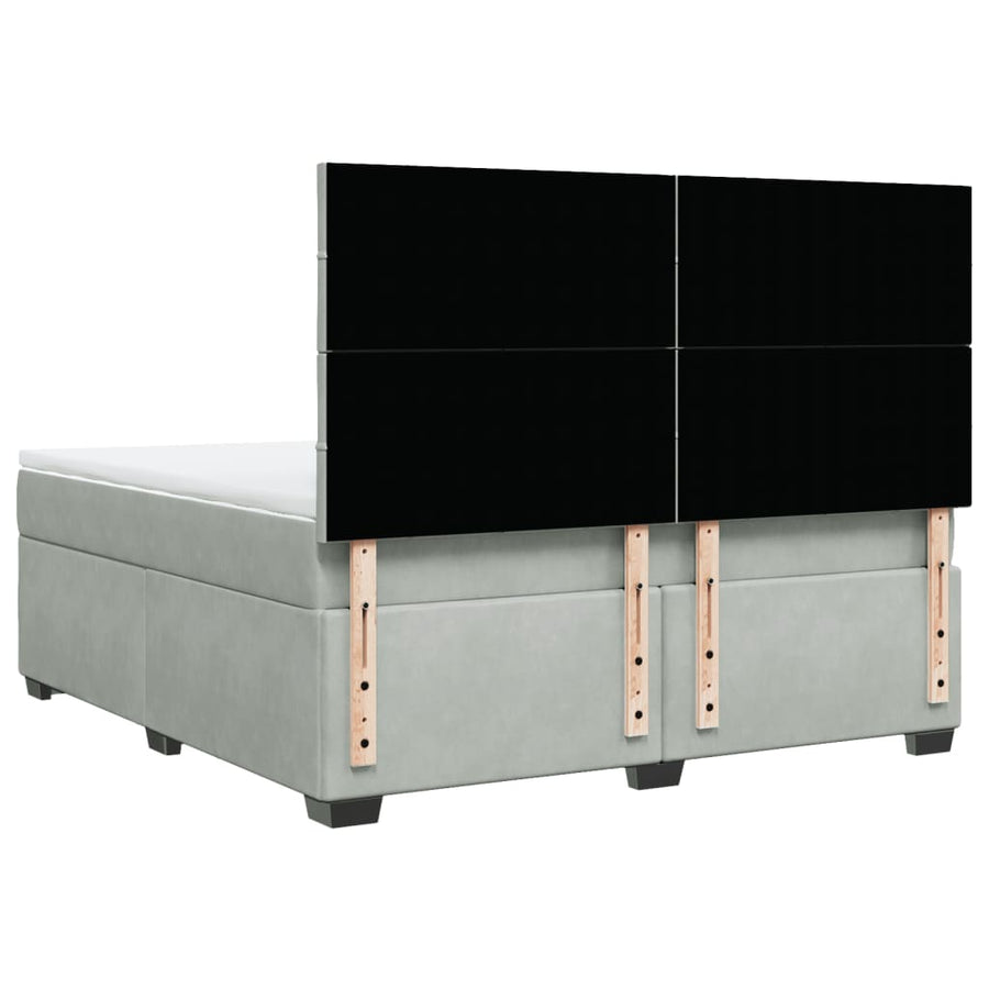 Boxspring met matras fluweel lichtgrijs 180x200 cm