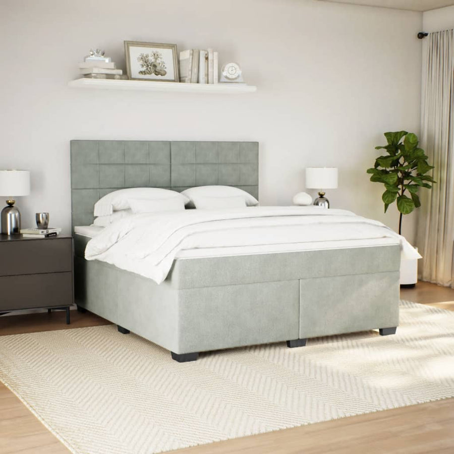 Boxspring met matras fluweel lichtgrijs 180x200 cm