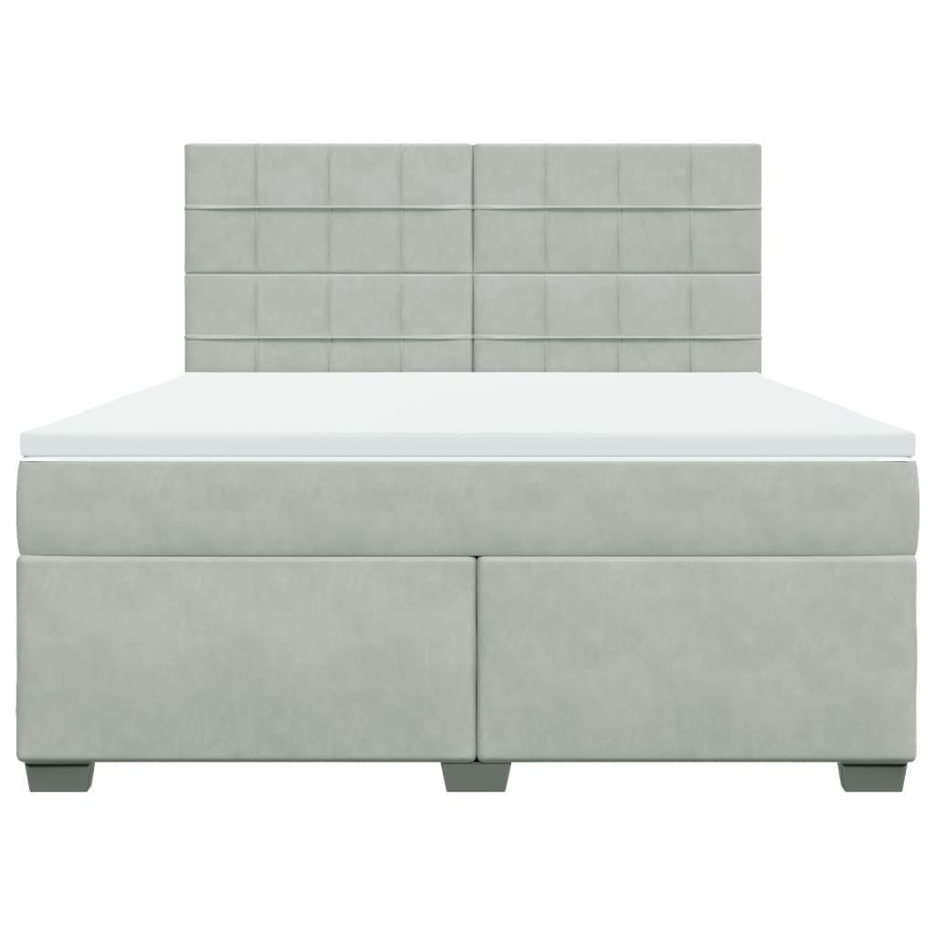 Boxspring met matras fluweel lichtgrijs 180x200 cm