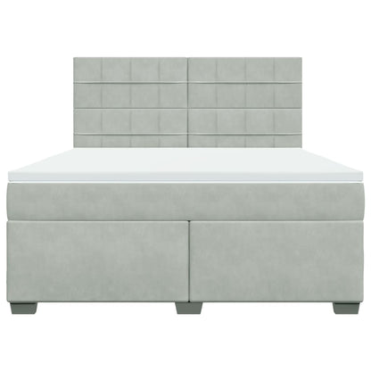 Boxspring met matras fluweel lichtgrijs 180x200 cm
