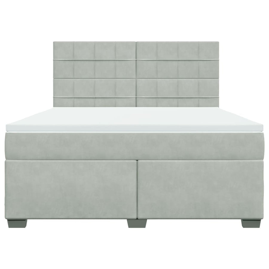 Boxspring met matras fluweel lichtgrijs 180x200 cm