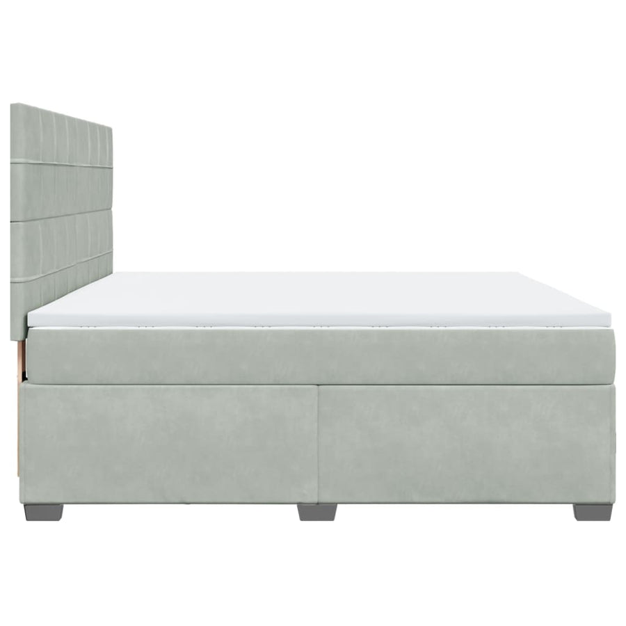 Boxspring met matras fluweel lichtgrijs 180x200 cm