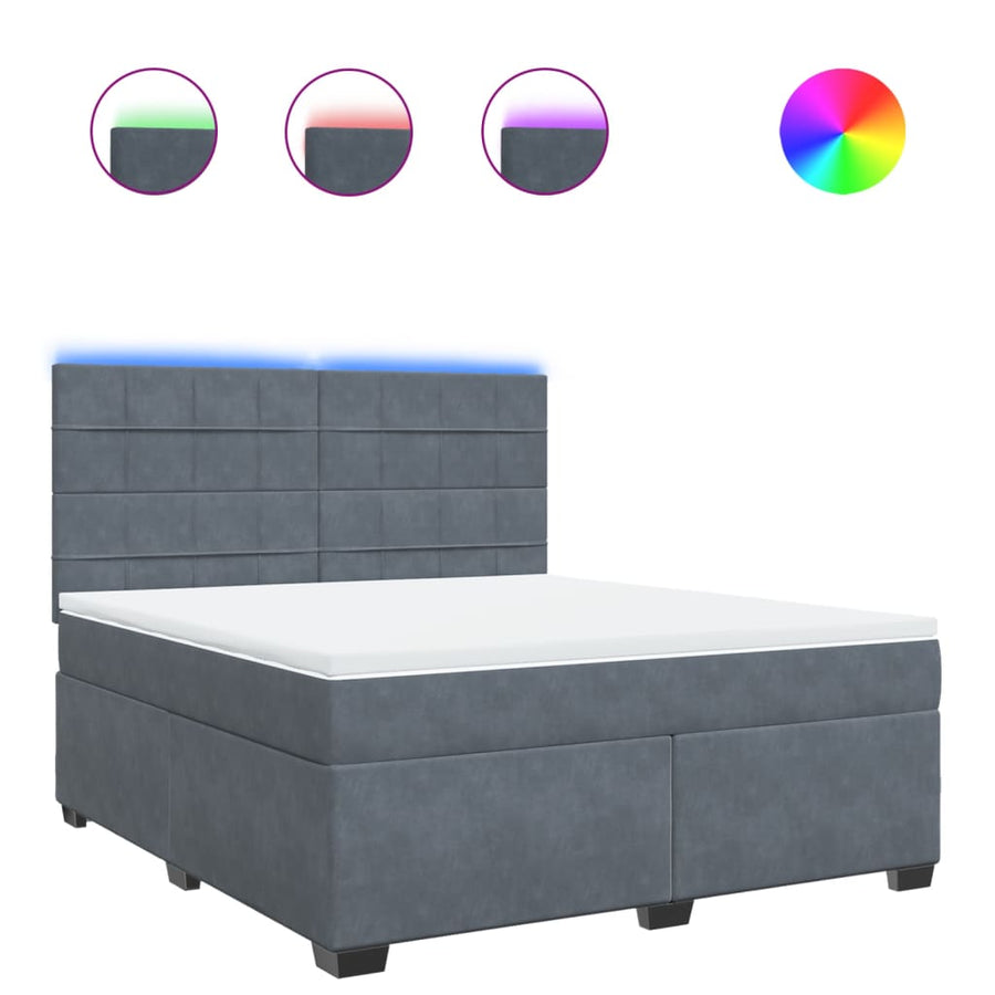 Boxspring met matras fluweel donkergrijs 180x200 cm