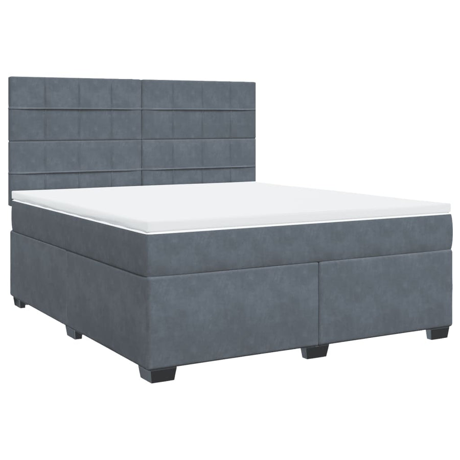 Boxspring met matras fluweel donkergrijs 180x200 cm