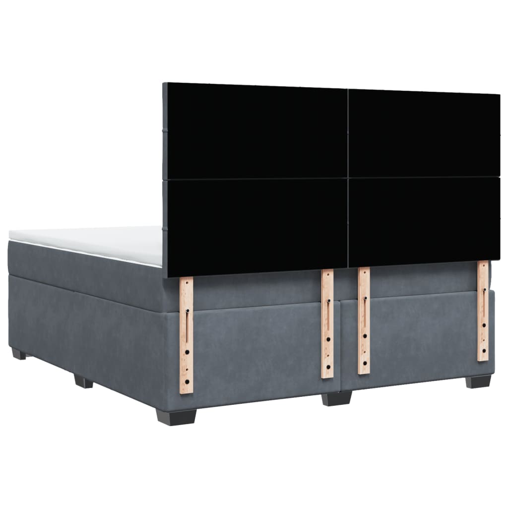 Boxspring met matras fluweel donkergrijs 180x200 cm