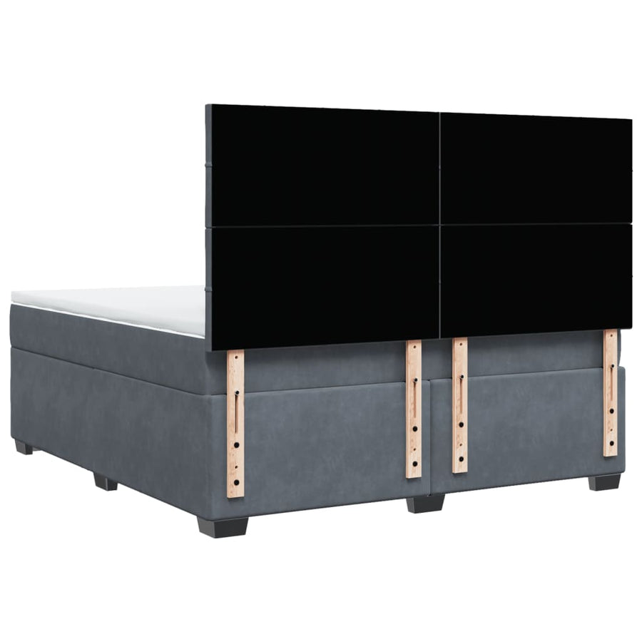 Boxspring met matras fluweel donkergrijs 180x200 cm
