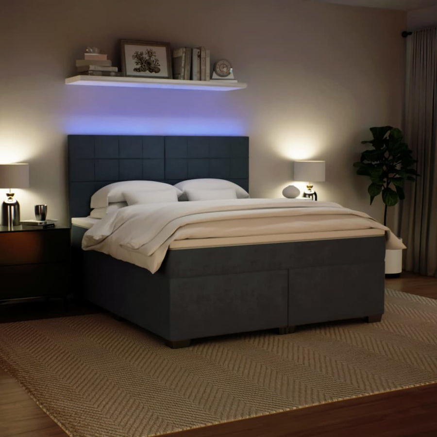 Boxspring met matras fluweel donkergrijs 180x200 cm