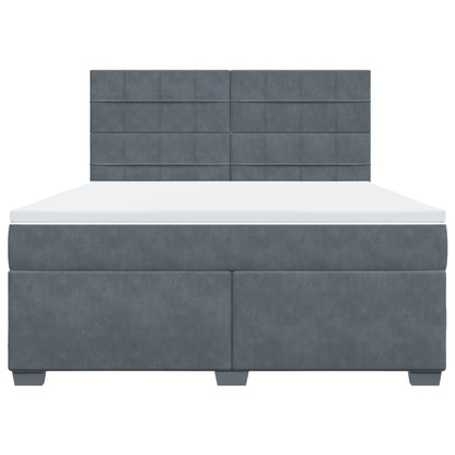 Boxspring met matras fluweel donkergrijs 180x200 cm
