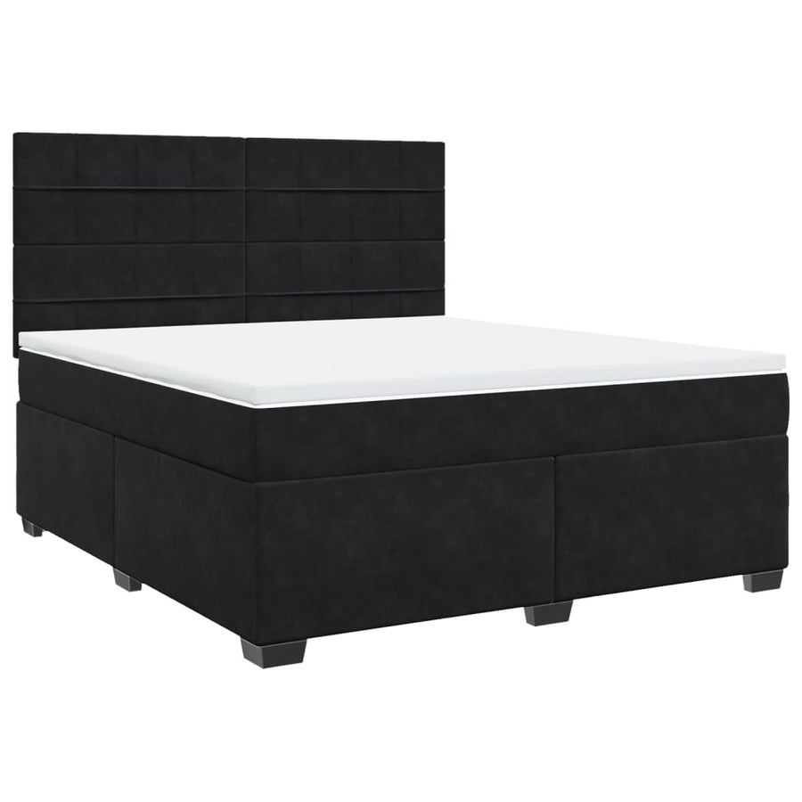 Boxspring met matras fluweel zwart 180x200 cm