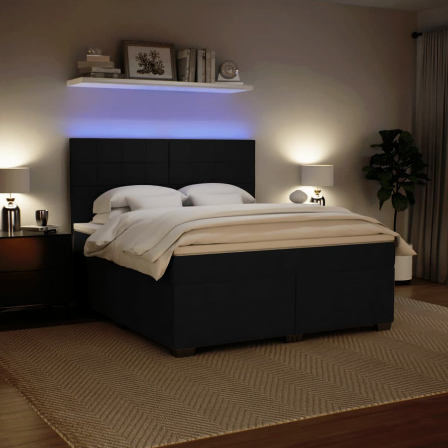 Boxspring met matras fluweel zwart 180x200 cm