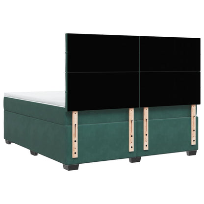 Boxspring met matras fluweel donkergroen 180x200 cm