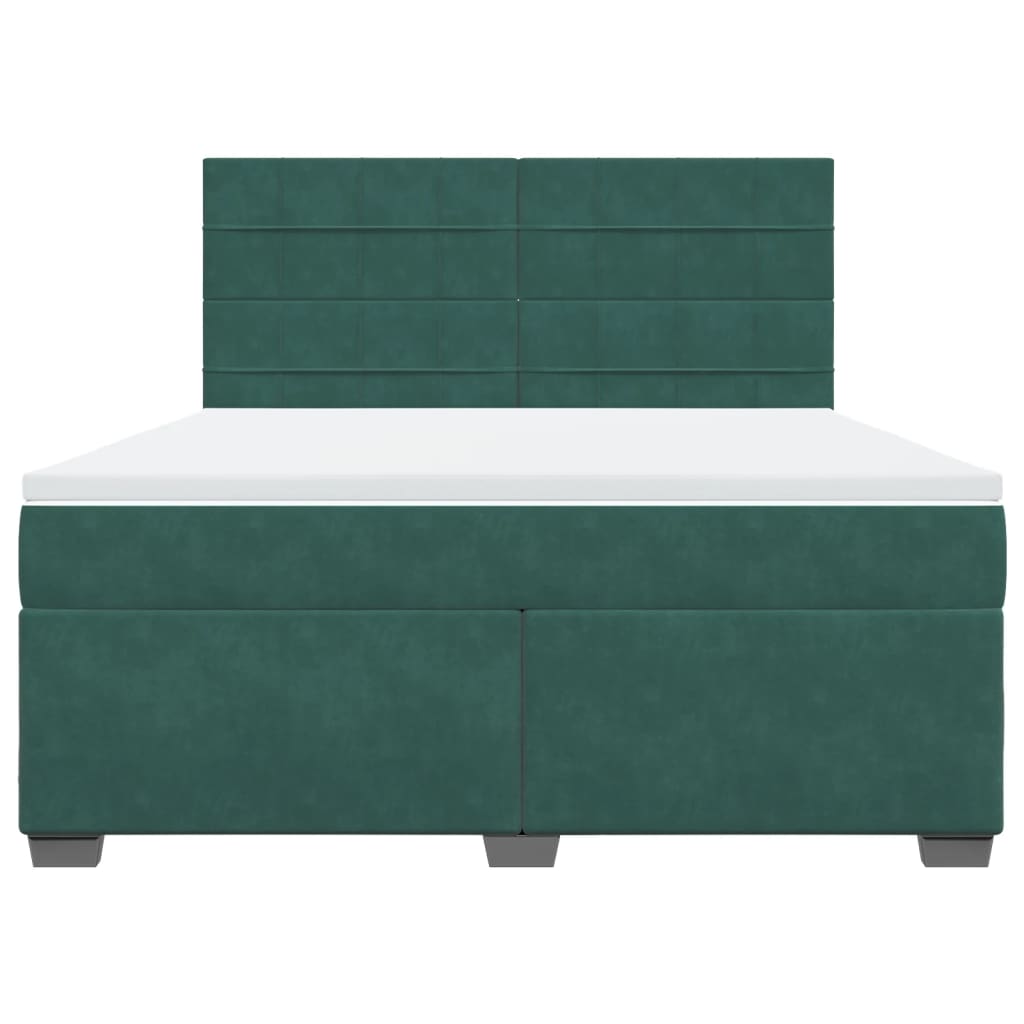 Boxspring met matras fluweel donkergroen 180x200 cm