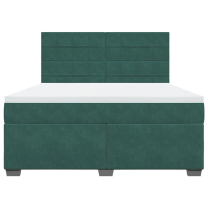 Boxspring met matras fluweel donkergroen 180x200 cm