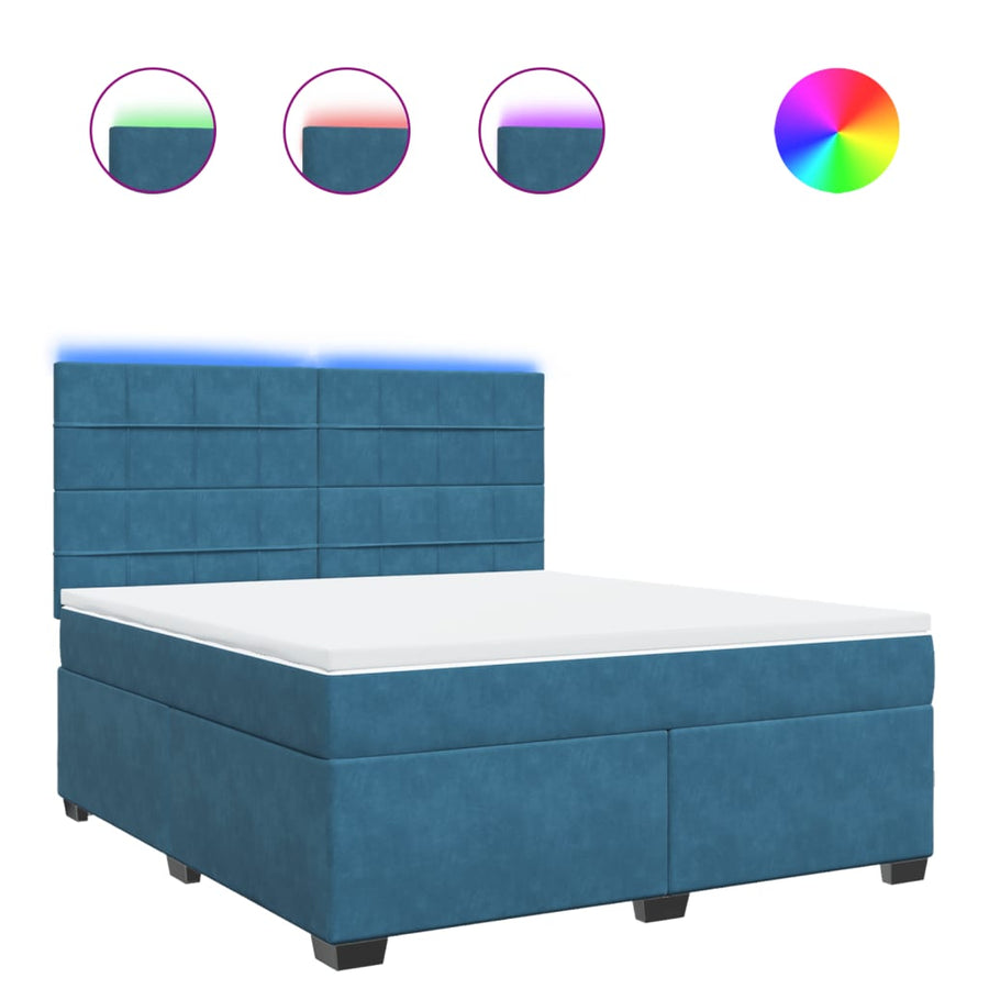 Boxspring met matras fluweel blauw 180x200 cm